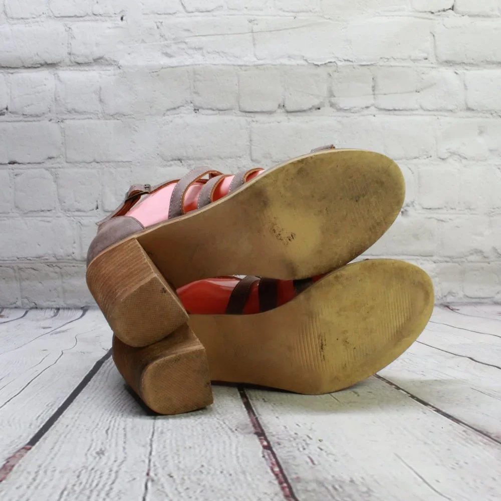 Mi.iM Don't Cross Me Heel Brown Leather Braided Straps Sandals Size 7 - Picture 9 of 9